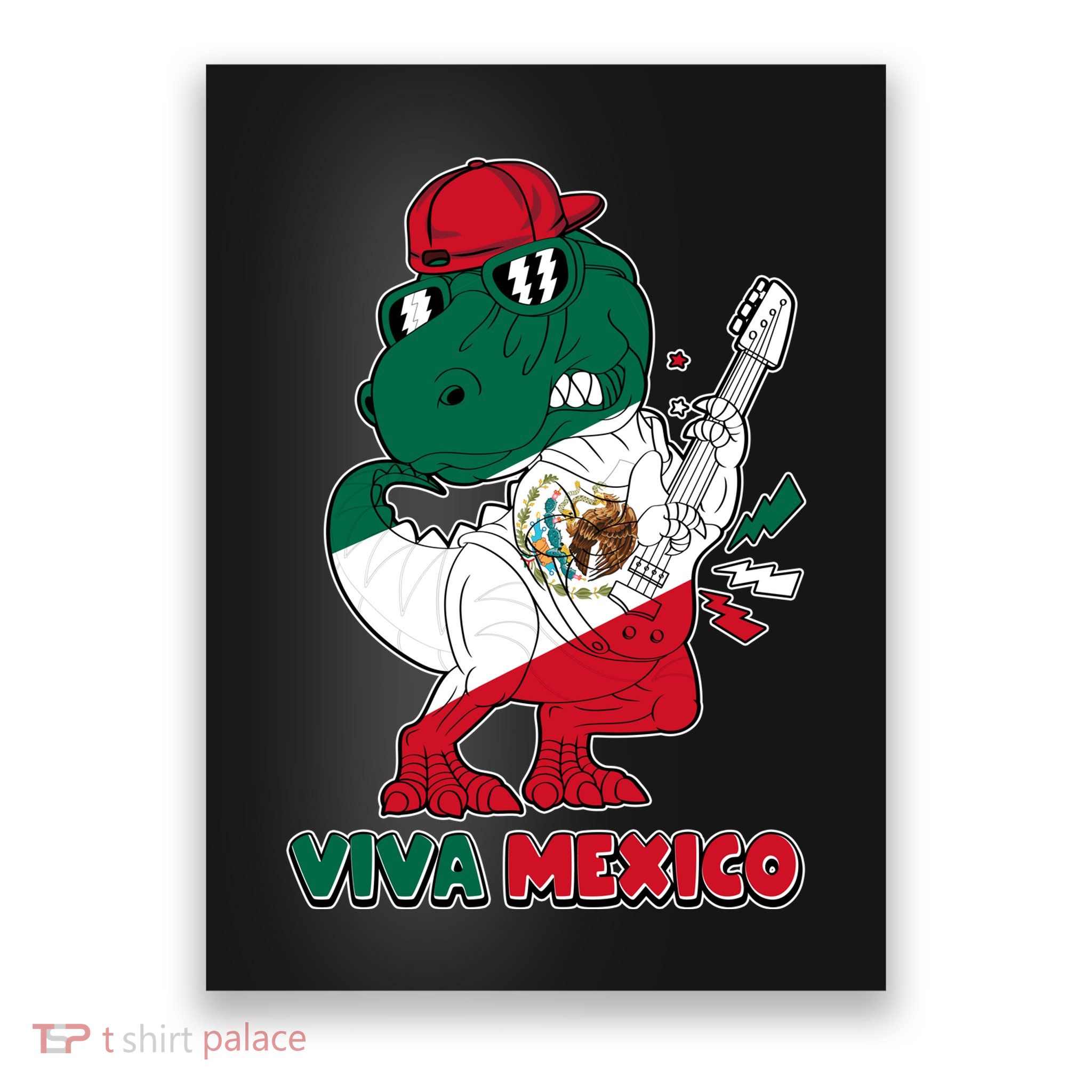 Funny Trex Dinosaur Viva Mexico Poster
