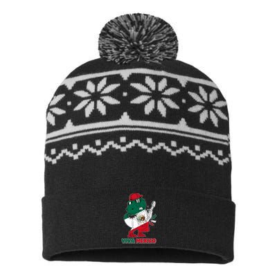 Funny Trex Dinosaur Viva Mexico USA-Made Snowflake Beanie