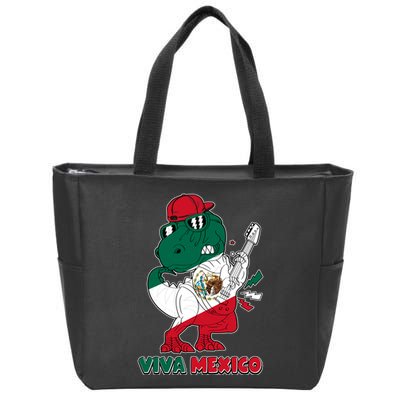 Funny Trex Dinosaur Viva Mexico Zip Tote Bag