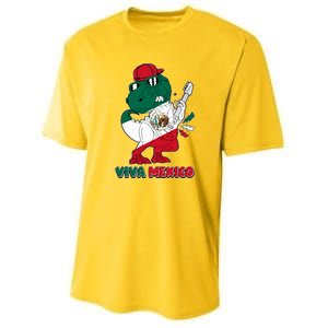 Funny Trex Dinosaur Viva Mexico Youth Performance Sprint T-Shirt