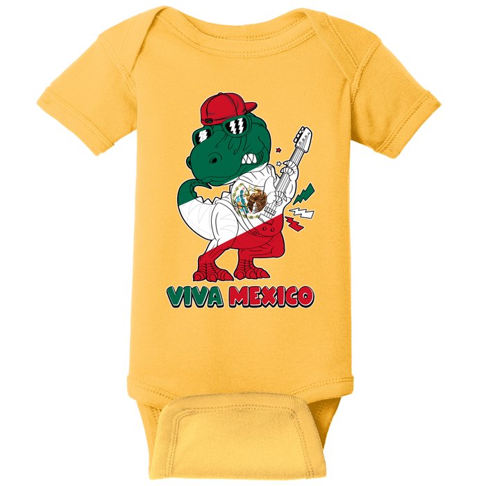 Funny Trex Dinosaur Viva Mexico Baby Bodysuit