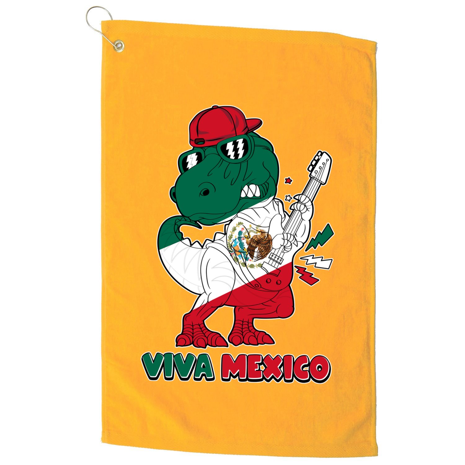 Funny Trex Dinosaur Viva Mexico Golf Towel
