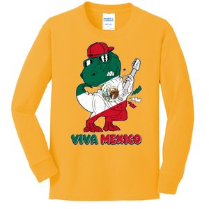 Funny Trex Dinosaur Viva Mexico Kids Long Sleeve Shirt