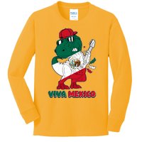 Funny Trex Dinosaur Viva Mexico Kids Long Sleeve Shirt