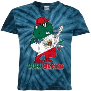 Funny Trex Dinosaur Viva Mexico Kids Tie-Dye T-Shirt