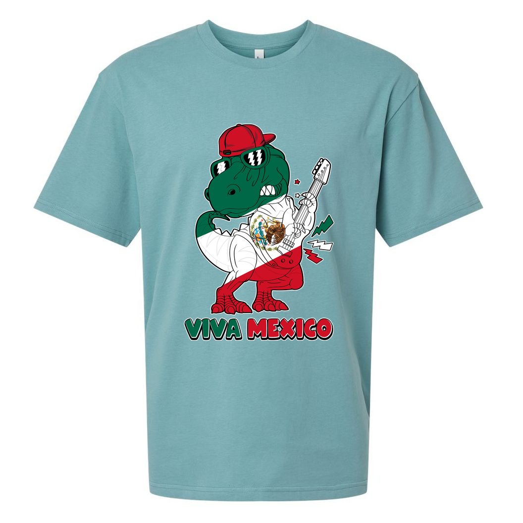Funny Trex Dinosaur Viva Mexico Sueded Cloud Jersey T-Shirt