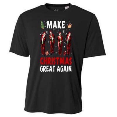 Funny Trump Dance Santa Claus Make Christmas Great Again Cooling Performance Crew T-Shirt