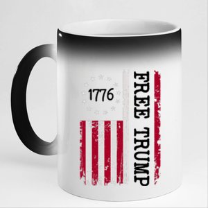 Free Trump Destressed 1776 Betsy Ross USA Flag 11oz Black Color Changing Mug