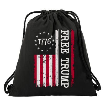 Free Trump Destressed 1776 Betsy Ross USA Flag Drawstring Bag