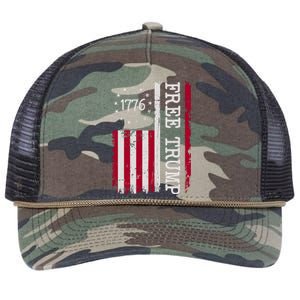 Free Trump Destressed 1776 Betsy Ross USA Flag Retro Rope Trucker Hat Cap