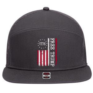 Free Trump Destressed 1776 Betsy Ross USA Flag 7 Panel Mesh Trucker Snapback Hat