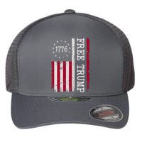 Free Trump Destressed 1776 Betsy Ross USA Flag Flexfit Unipanel Trucker Cap