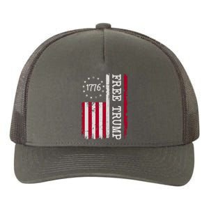 Free Trump Destressed 1776 Betsy Ross USA Flag Yupoong Adult 5-Panel Trucker Hat