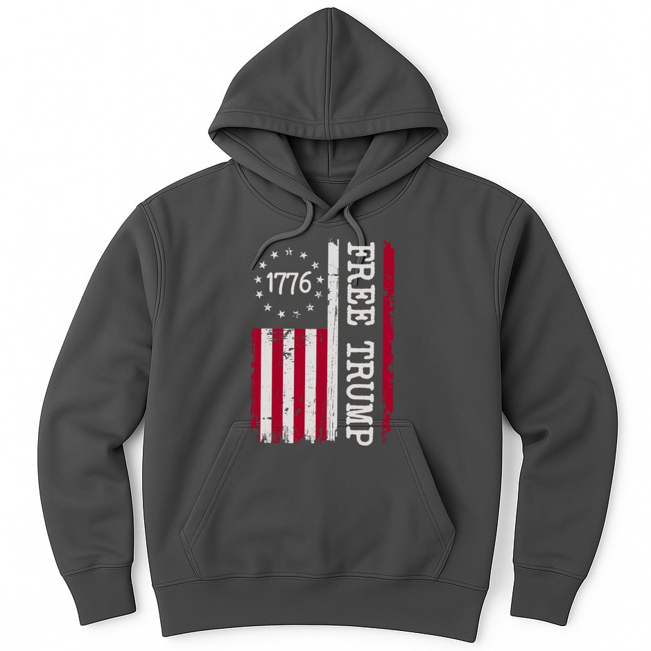 Free Trump Destressed 1776 Betsy Ross USA Flag Hoodie