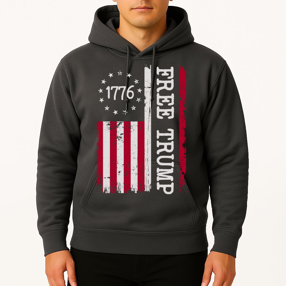 Free Trump Destressed 1776 Betsy Ross USA Flag Hoodie
