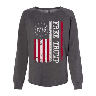 Free Trump Destressed 1776 Betsy Ross USA Flag Womens California Wash Sweatshirt