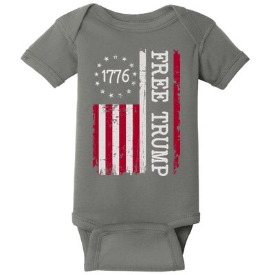 Free Trump Destressed 1776 Betsy Ross USA Flag Baby Bodysuit