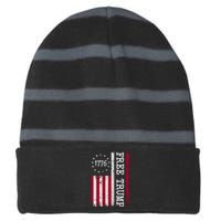 Free Trump Destressed 1776 Betsy Ross USA Flag Striped Beanie with Solid Band