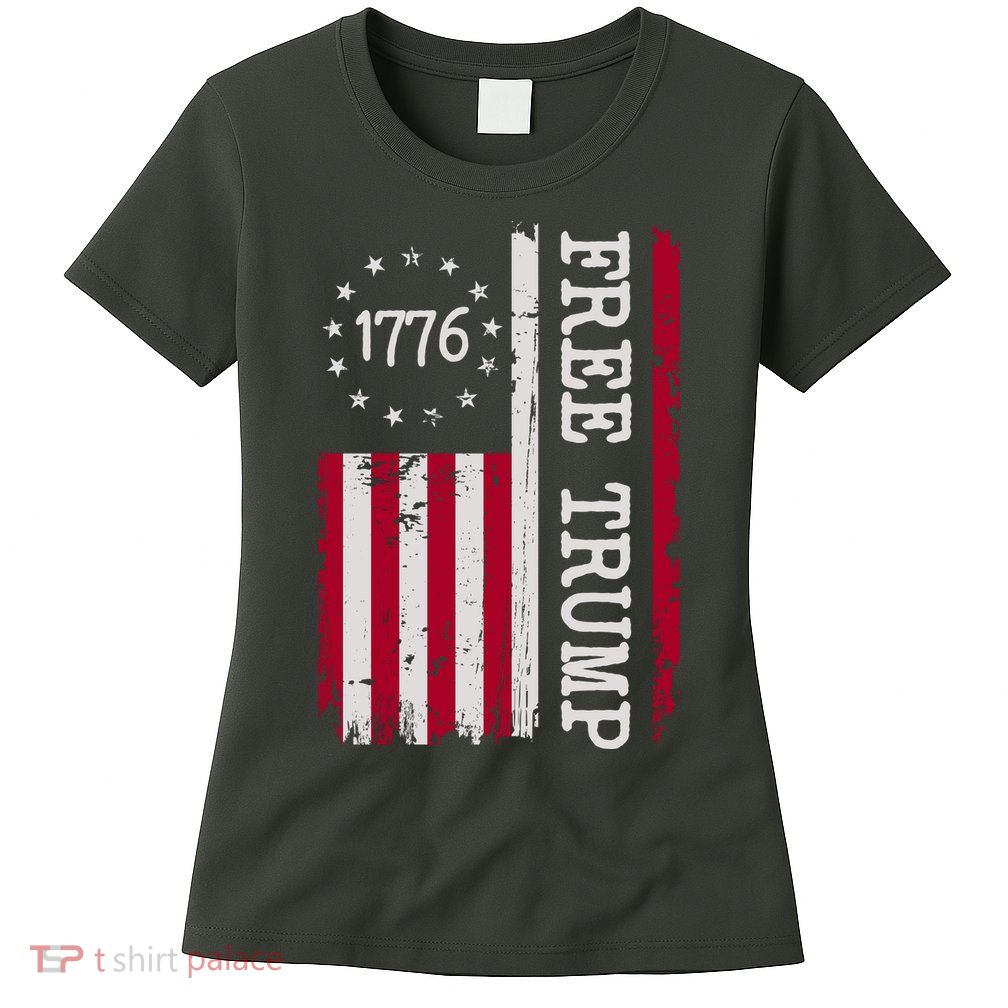 Free Trump Destressed 1776 Betsy Ross USA Flag Womens T-Shirt