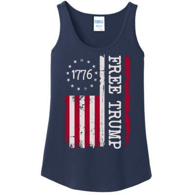 Free Trump Destressed 1776 Betsy Ross USA Flag Ladies Essential Tank