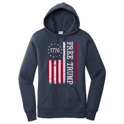 Free Trump Destressed 1776 Betsy Ross USA Flag Women's Pullover Hoodie