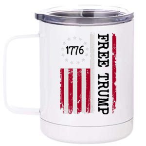 Free Trump Destressed 1776 Betsy Ross USA Flag 12 oz Stainless Steel Tumbler Cup