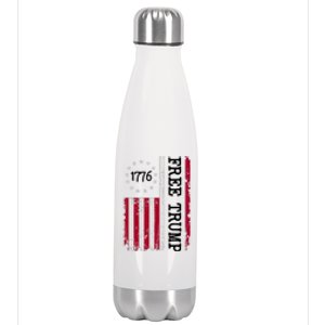 Free Trump Destressed 1776 Betsy Ross USA Flag Stainless Steel Insulated Water Bottle