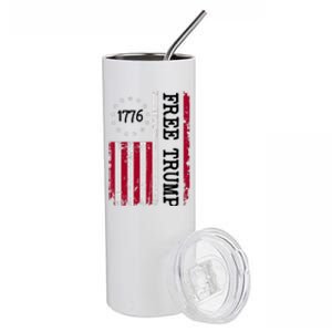 Free Trump Destressed 1776 Betsy Ross USA Flag Stainless Steel Tumbler