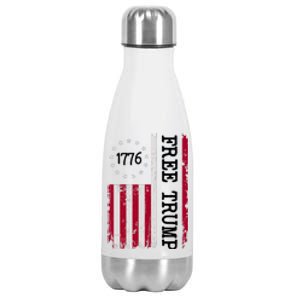 Free Trump Destressed 1776 Betsy Ross USA Flag Stainless Steel Insulated Water Bottle