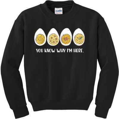 Funny Thanksgiving Dinner Deviled Egg You Know Why Im Here Kids Sweatshirt