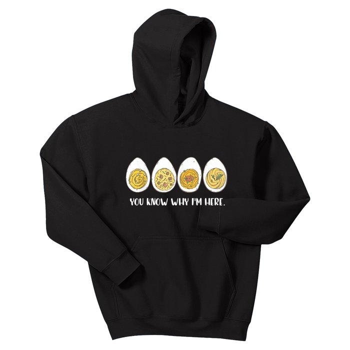 Funny Thanksgiving Dinner Deviled Egg You Know Why Im Here Kids Hoodie