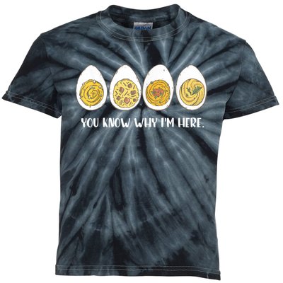 Funny Thanksgiving Dinner Deviled Egg You Know Why Im Here Kids Tie-Dye T-Shirt