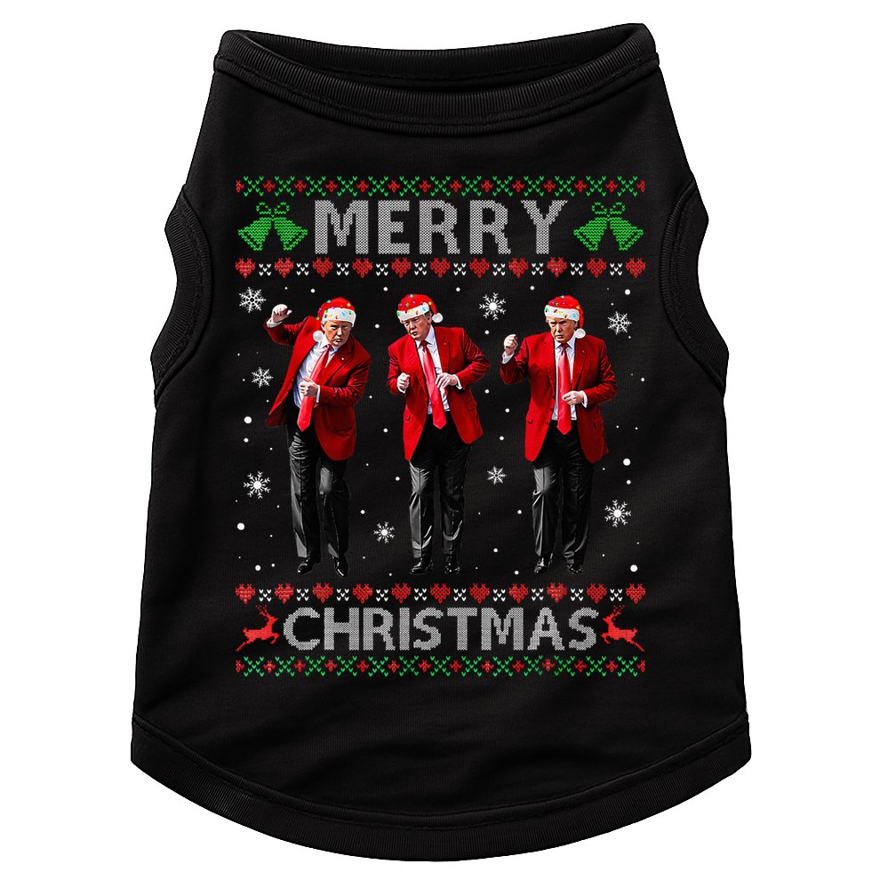 Funny Trump Dance Merry Christmas Ugly Xmas Sweater Pajamas Doggie Tank