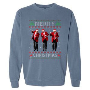 Funny Trump Dance Merry Christmas Ugly Xmas Sweater Pajamas Garment-Dyed Sweatshirt