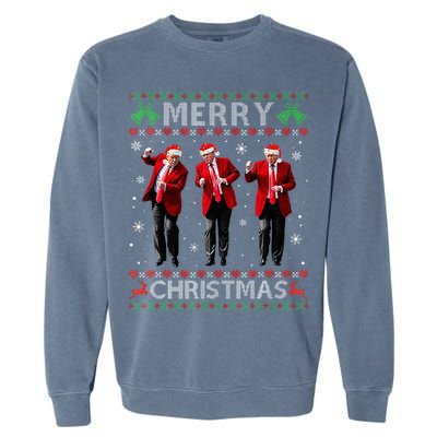 Funny Trump Dance Merry Christmas Ugly Xmas Sweater Pajamas Garment-Dyed Sweatshirt