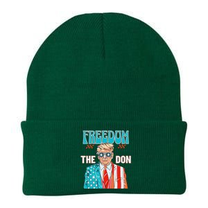 Freedom The Don 4th Of July Patriotic American Flag Trump Knit Cap Winter Beanie