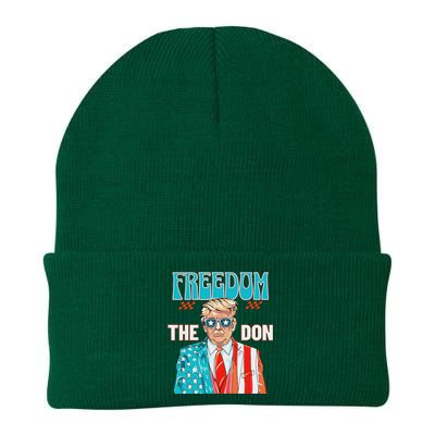 Freedom The Don 4th Of July Patriotic American Flag Trump Knit Cap Winter Beanie