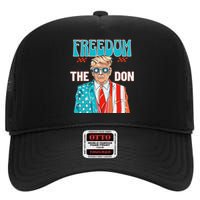 Freedom The Don 4th Of July Patriotic American Flag Trump High Crown Mesh Back Trucker Hat