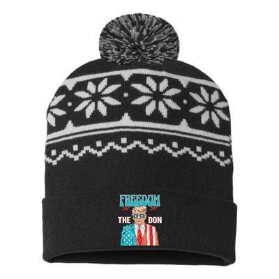 Freedom The Don 4th Of July Patriotic American Flag Trump USA-Made Snowflake Beanie