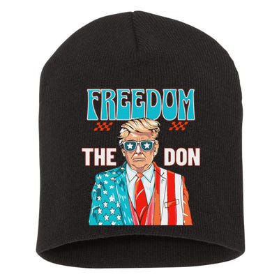 Freedom The Don 4th Of July Patriotic American Flag Trump Short Acrylic Beanie