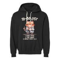 Funny To Do List Grumpy Coffee Cat Garment-Dyed Fleece Hoodie