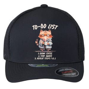 Funny To Do List Grumpy Coffee Cat Flexfit Unipanel Trucker Cap