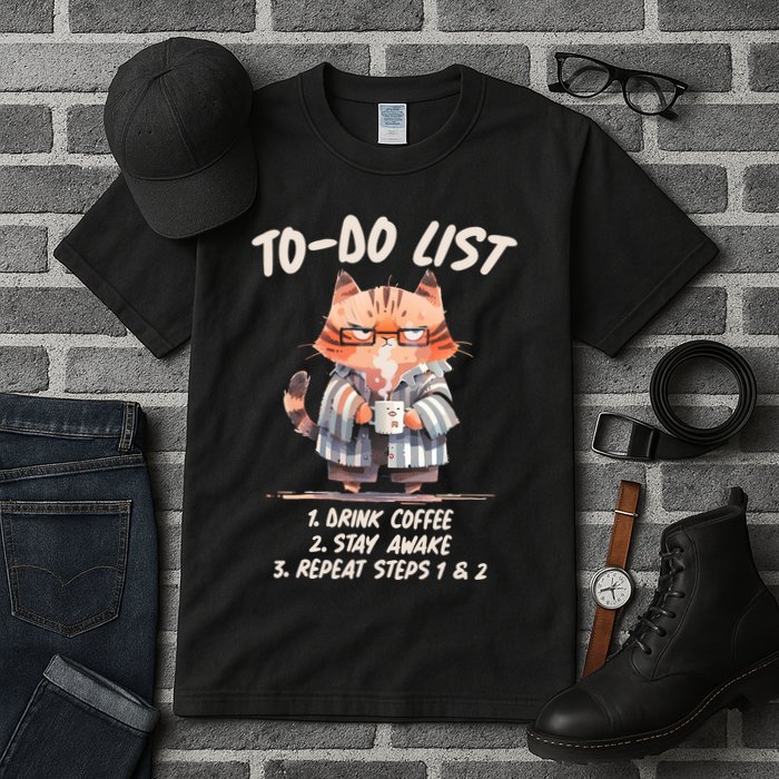 Funny To Do List Grumpy Coffee Cat Tall T-Shirt