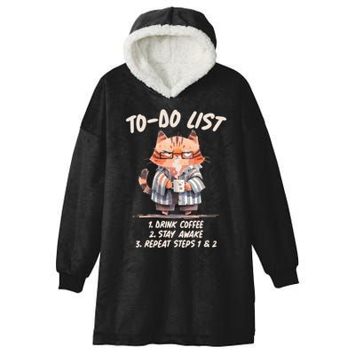 Funny To Do List Grumpy Coffee Cat Hooded Wearable Blanket