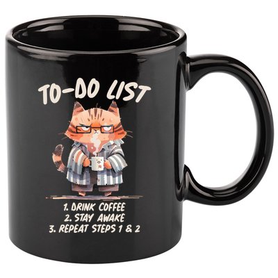 Funny To Do List Grumpy Coffee Cat 11oz C Handle Ceramic Mug
