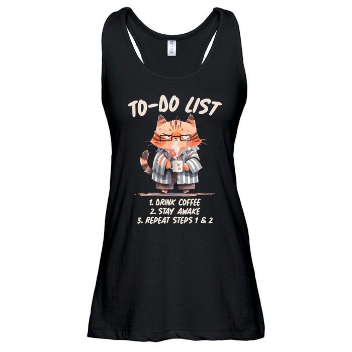 Funny To Do List Grumpy Coffee Cat Ladies Essential Flowy Tank