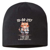 Funny To Do List Grumpy Coffee Cat Sustainable Beanie