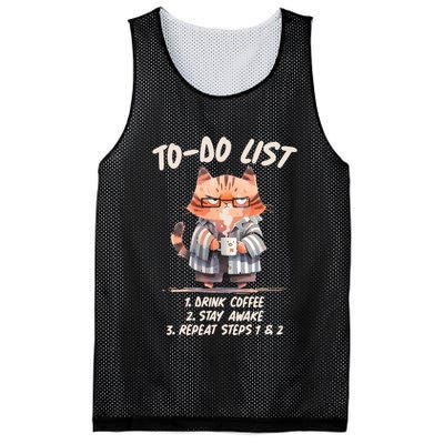 Funny To Do List Grumpy Coffee Cat Mesh Reversible Basketball Jersey Tank