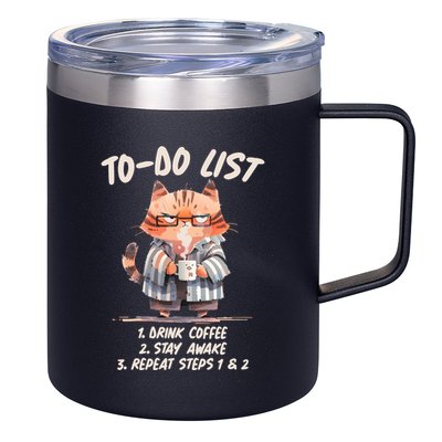 Funny To Do List Grumpy Coffee Cat 12oz Stainless Steel Coffee Mug
