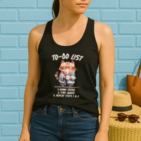 Funny To Do List Grumpy Coffee Cat Womens Tank Top